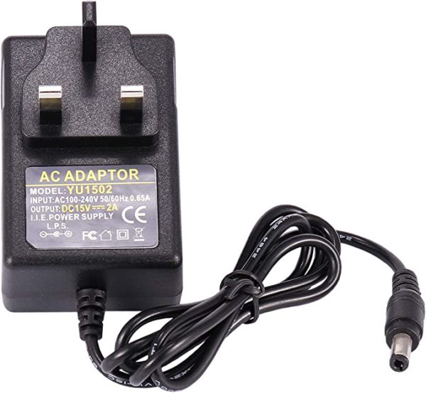 15V 2A Power Supply Adapter - COLM AC 100-240V 50-60hz DC 15 Volt 2amp 30W Transformer Charger Interface Size 5.5x2.5mm 15V/2A UK Plug